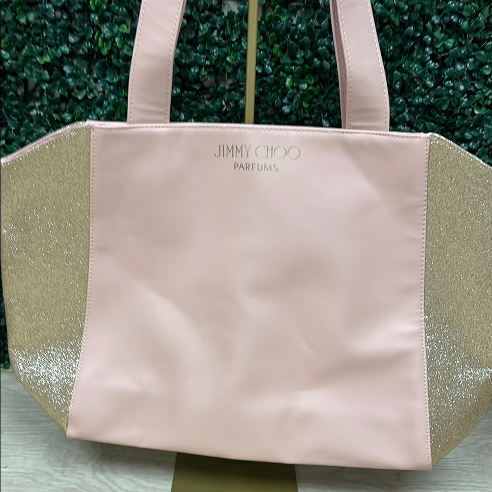 Jimmy Choo Pink and Gold Tote Bag